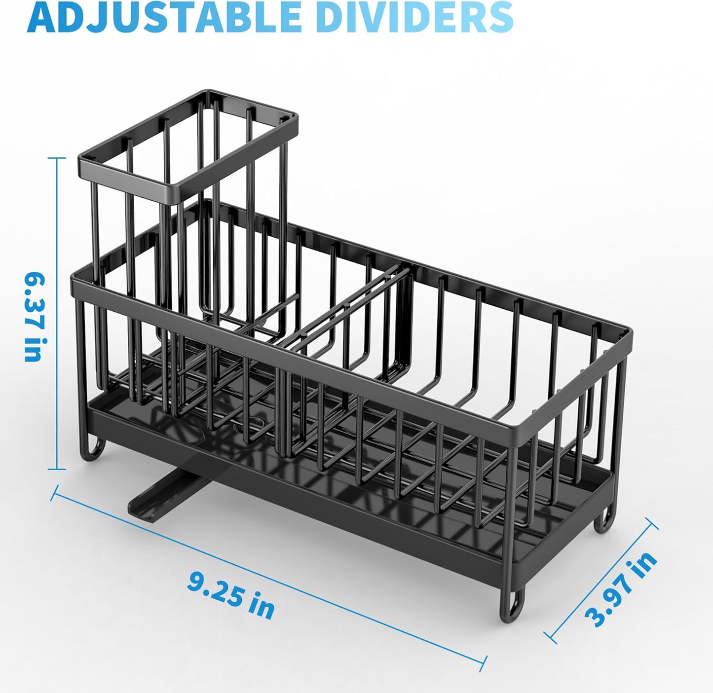 Black Sponge Holder for Kitchen Sink ā Rustproof 304 Stainless Steel Caddy, Soap & Brush Organizer for Countertop
