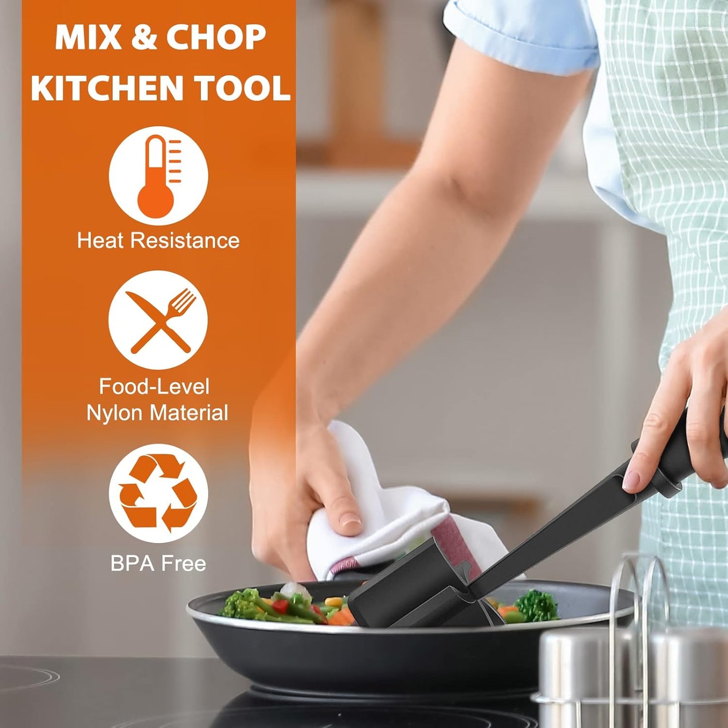 Heat-Resistant Meat Chopper – 5-Curve Blade Masher for Ground Beef, Hamburger, and More