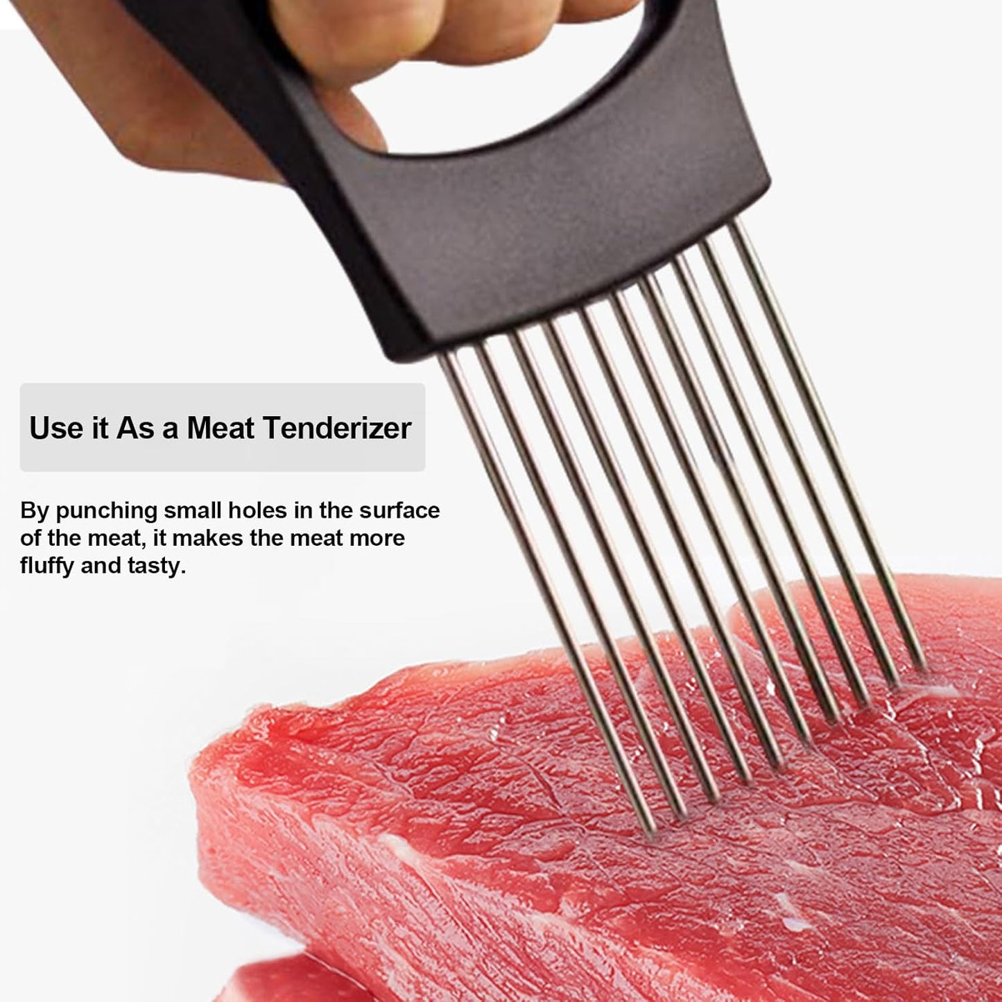Onion Holder for Slicing – Stainless Steel Vegetable & Tomato Cutter, Chopper for Potatoes, Avocados, Eggs & More