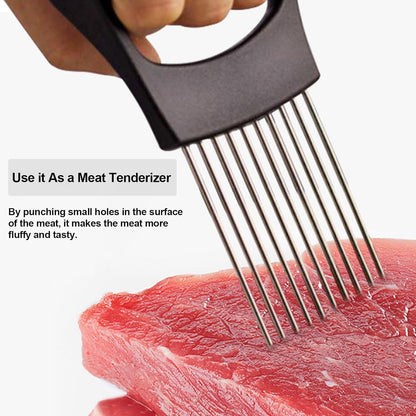 Onion Holder for Slicing – Stainless Steel Vegetable & Tomato Cutter, Chopper for Potatoes, Avocados, Eggs & More