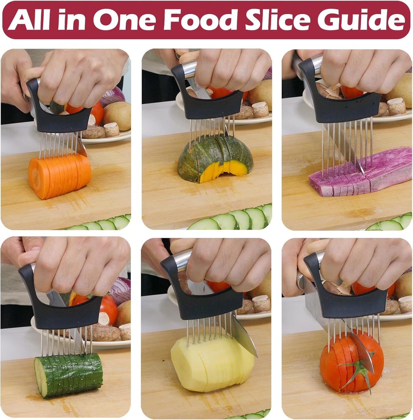 Onion Holder for Slicing – Stainless Steel Vegetable & Tomato Cutter, Chopper for Potatoes, Avocados, Eggs & More